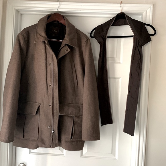 Tasso Elba Mens Full Zip Wool Blend Overcoat Brown - Picture 1 of 16